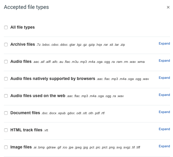 some accepted file type options